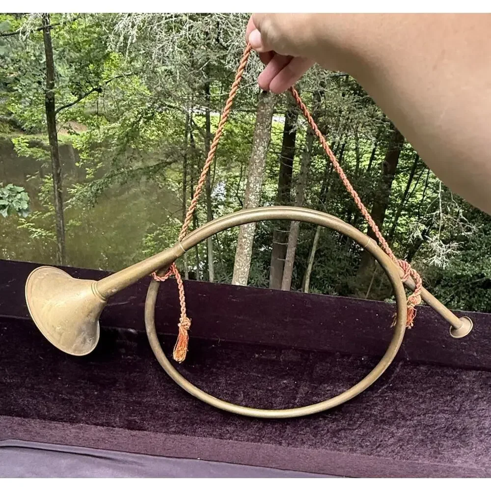 Vintage Brass French Horn Bugle Fox Hunting Decor Christmas LARGE 20 inch